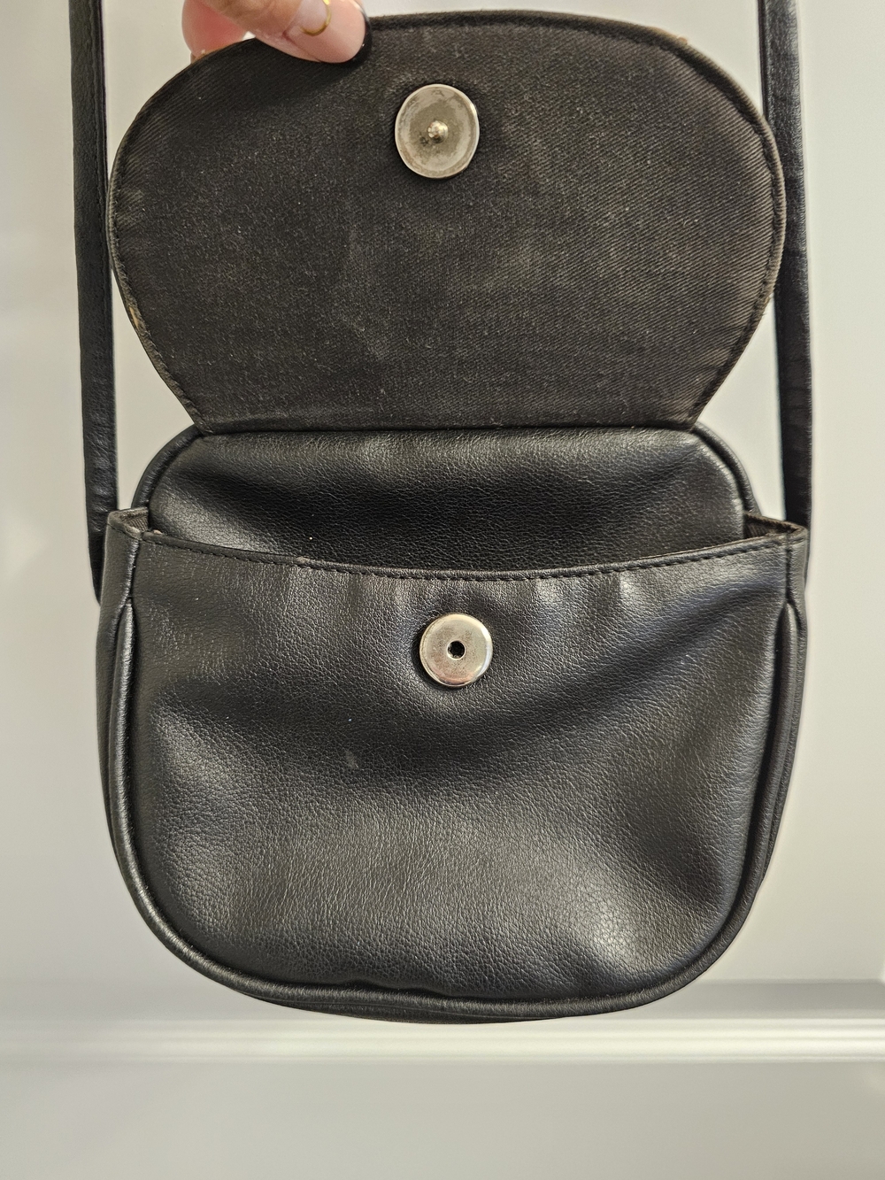 Perry Ellis Black Crossbody with Tan Patch Detail - Picture 6 of 8